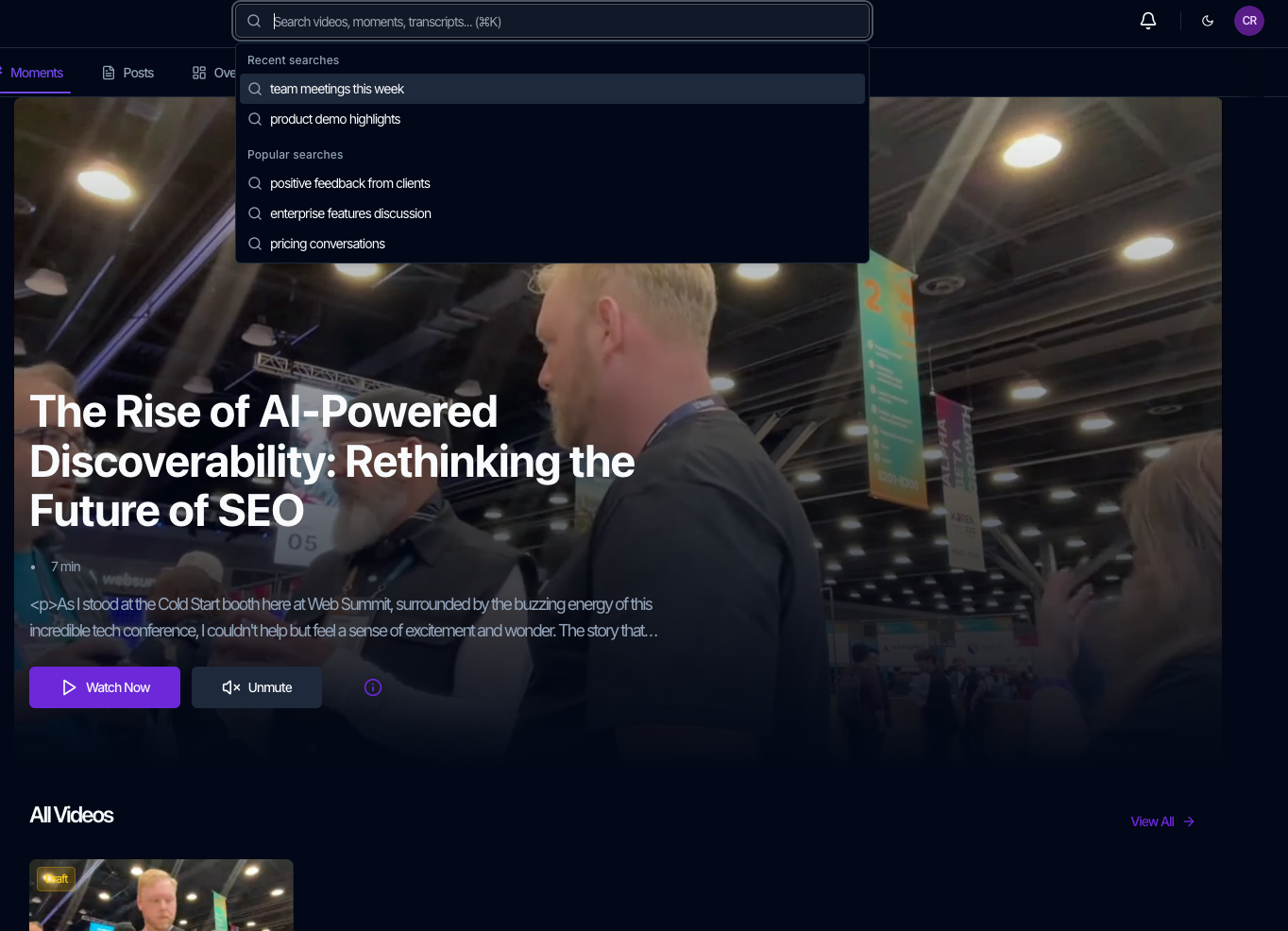 Momento AI search finding high-value moments